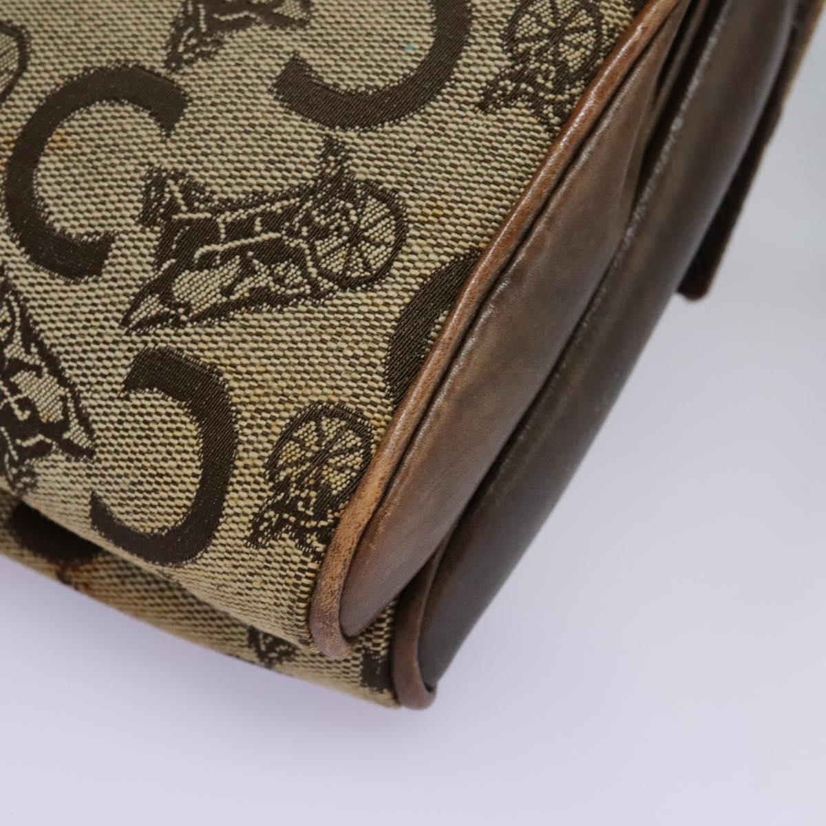 CELINE C Macadam Canvas Shoulder Bag Beige Brown Auth 113310