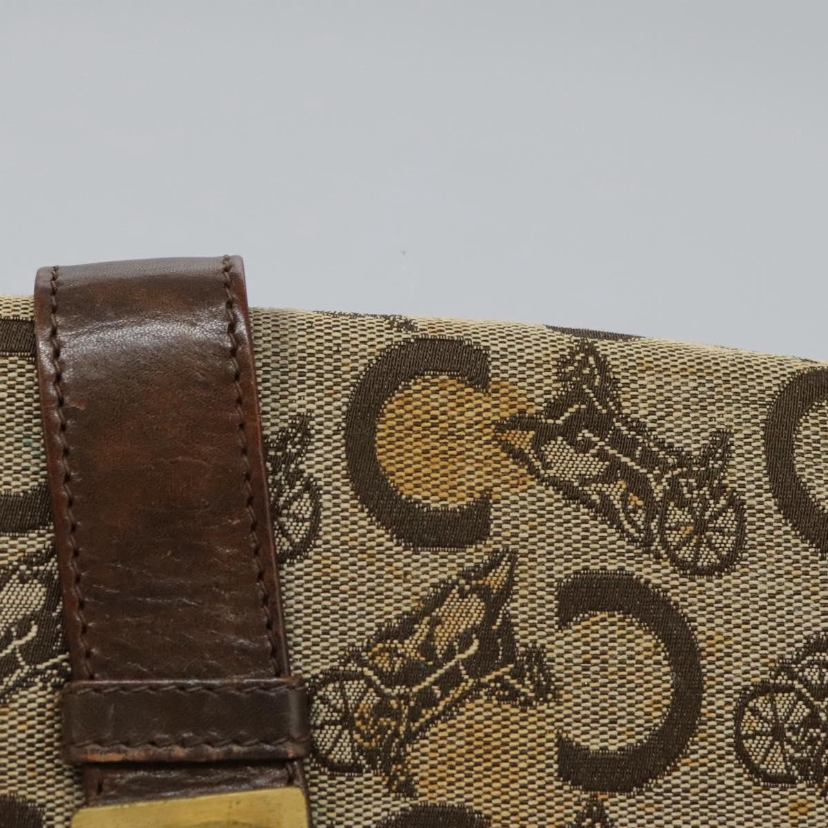 CELINE C Macadam Canvas Shoulder Bag Beige Brown Auth 113310