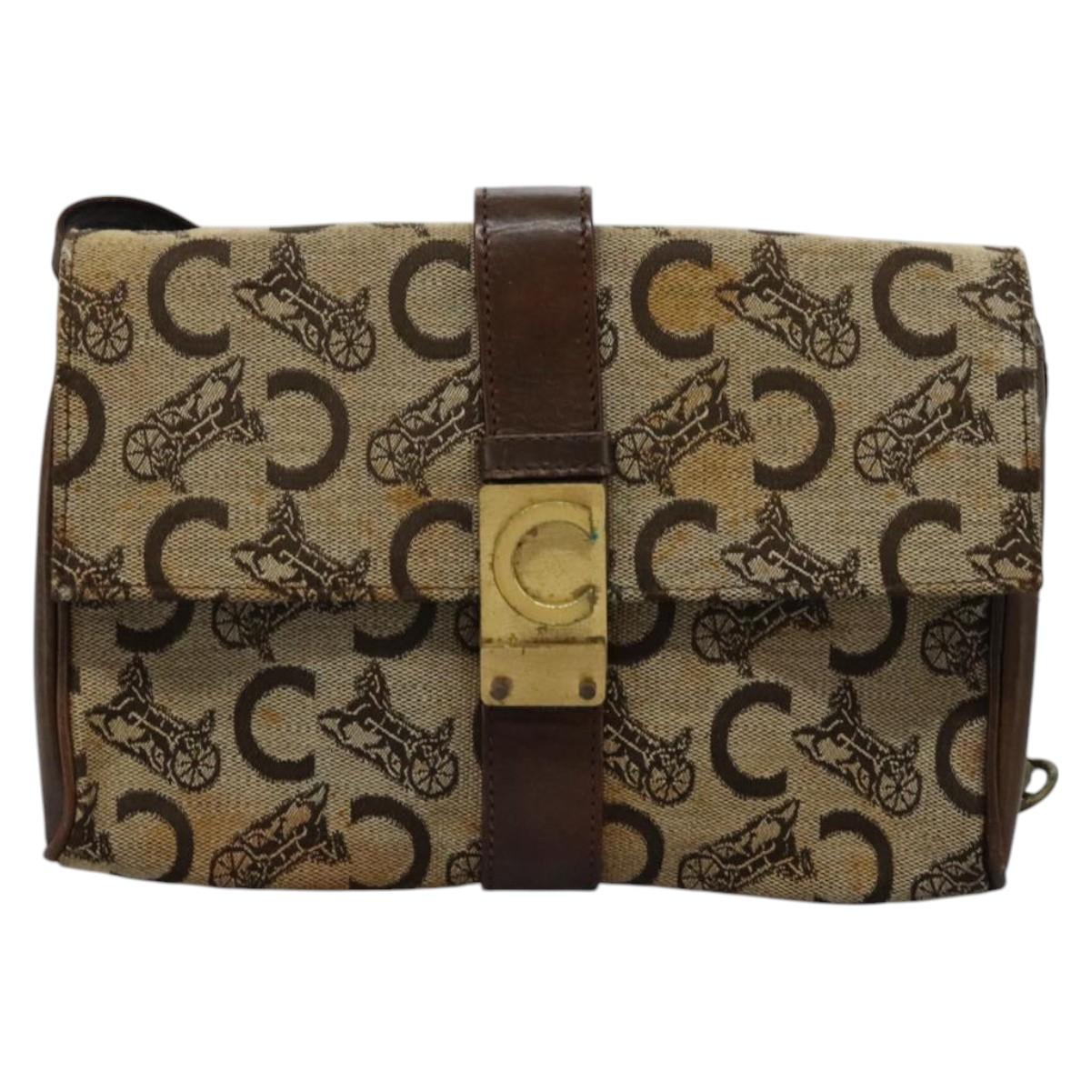 CELINE C Macadam Canvas Shoulder Bag Beige Brown Auth 113310