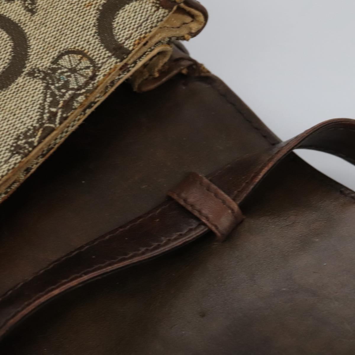 CELINE C Macadam Canvas Shoulder Bag Beige Brown Auth 113310