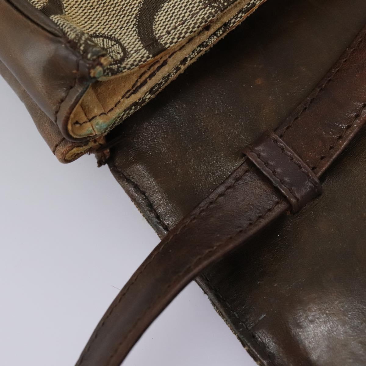 CELINE C Macadam Canvas Shoulder Bag Beige Brown Auth 113310