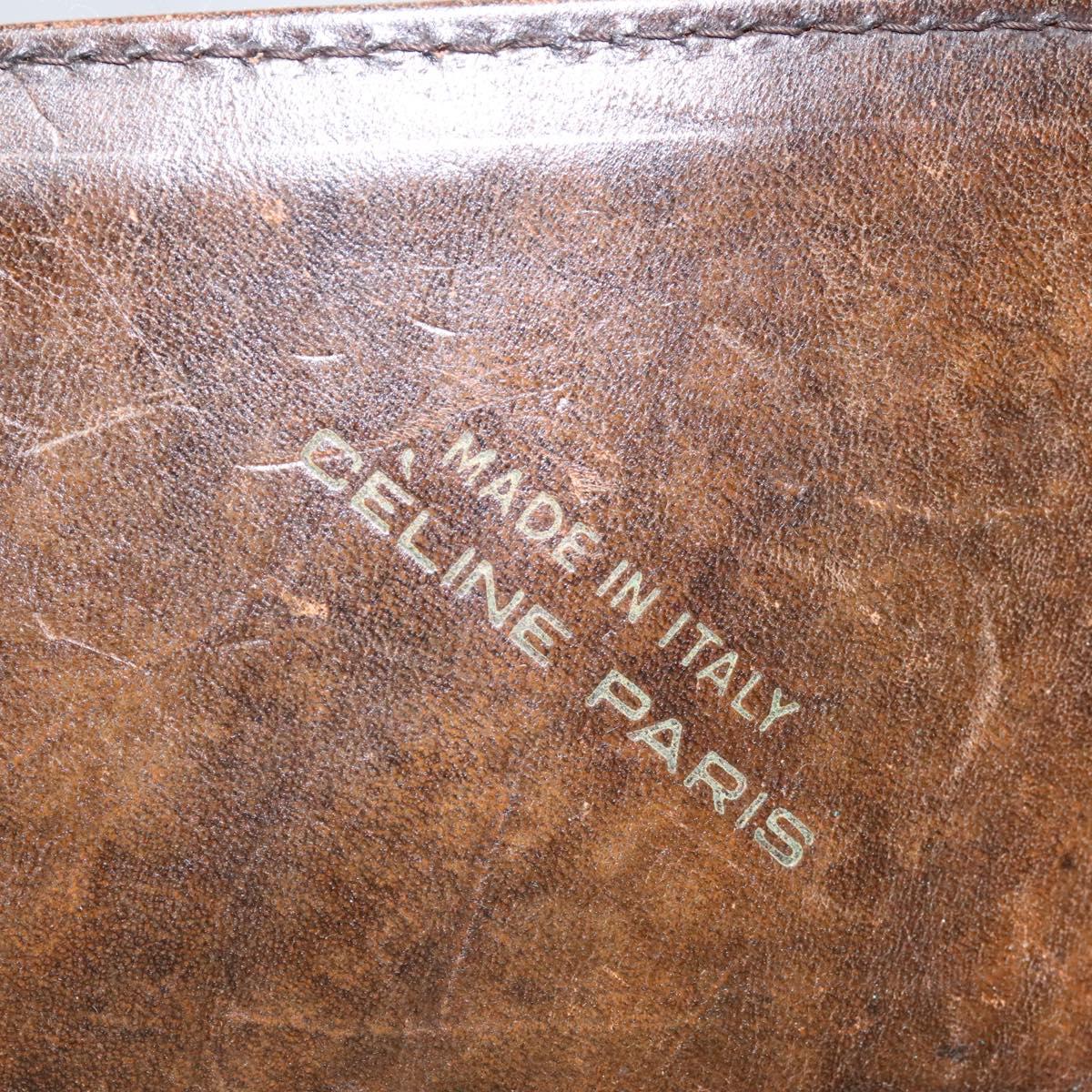 CELINE C Macadam Canvas Shoulder Bag Beige Brown Auth 113310