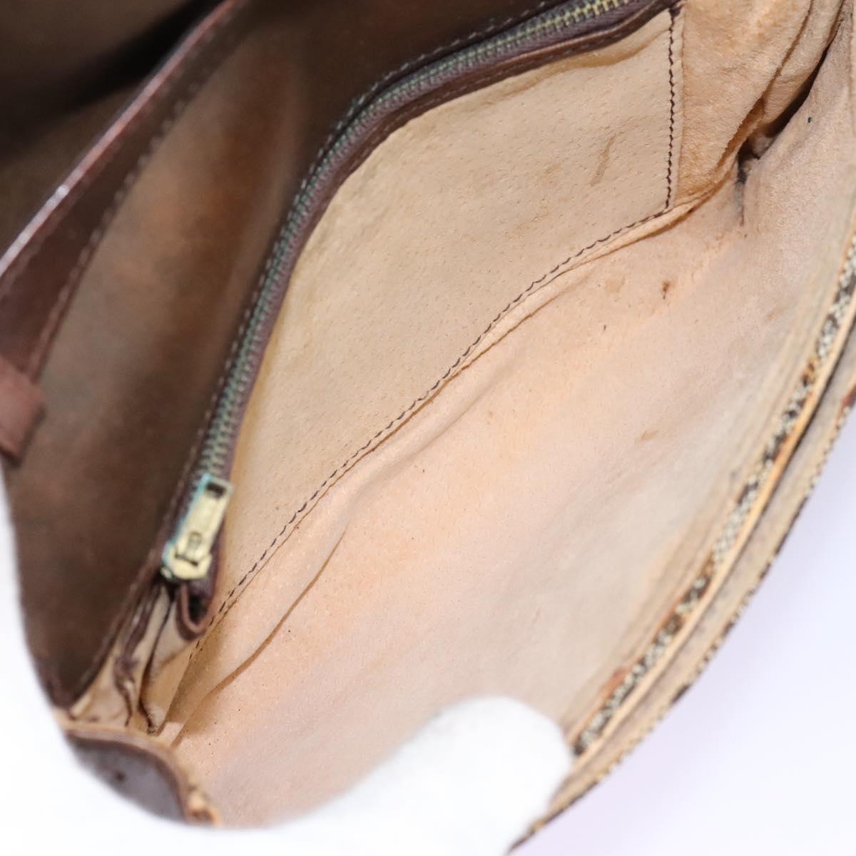 CELINE C Macadam Canvas Shoulder Bag Beige Brown Auth 113310