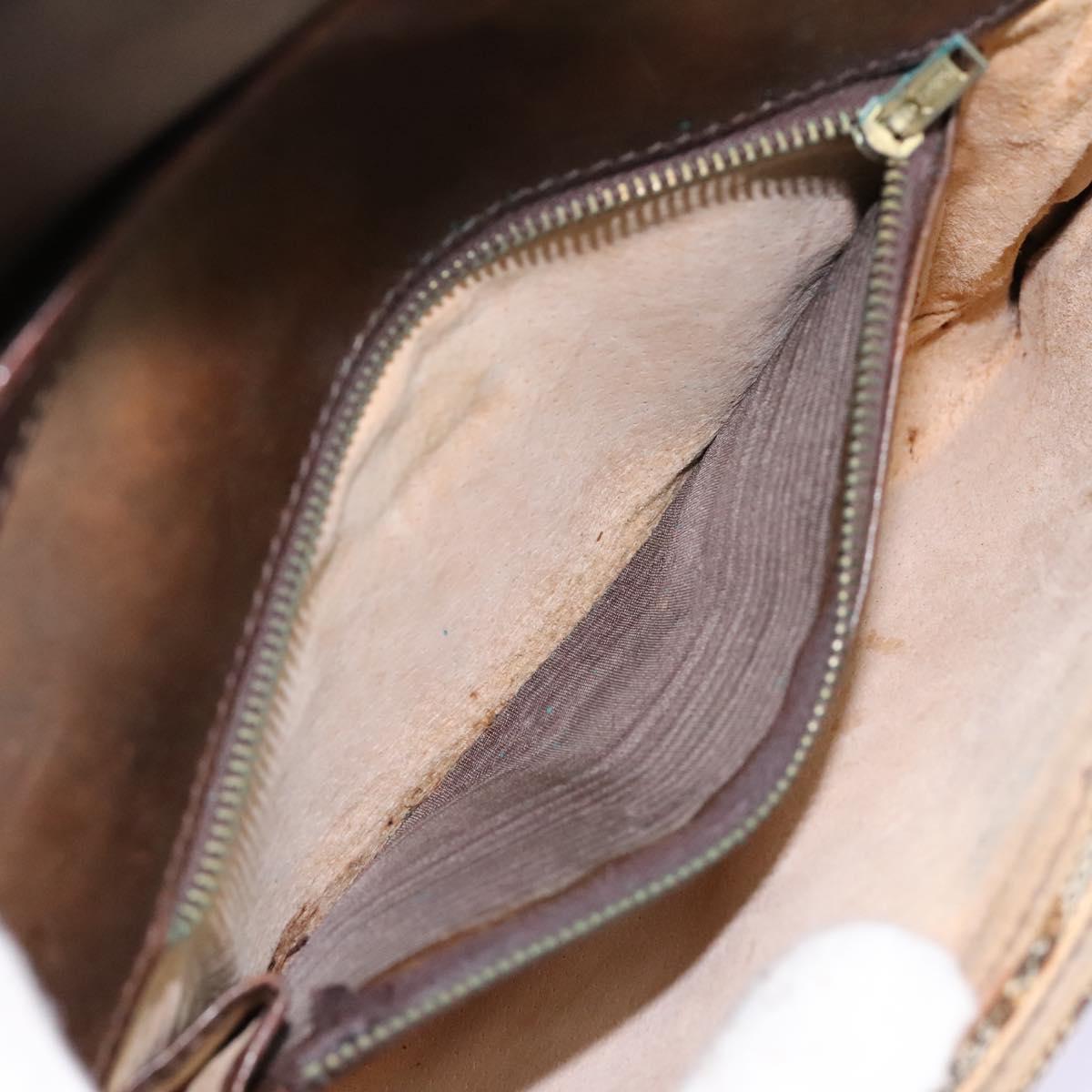 CELINE C Macadam Canvas Shoulder Bag Beige Brown Auth 113310