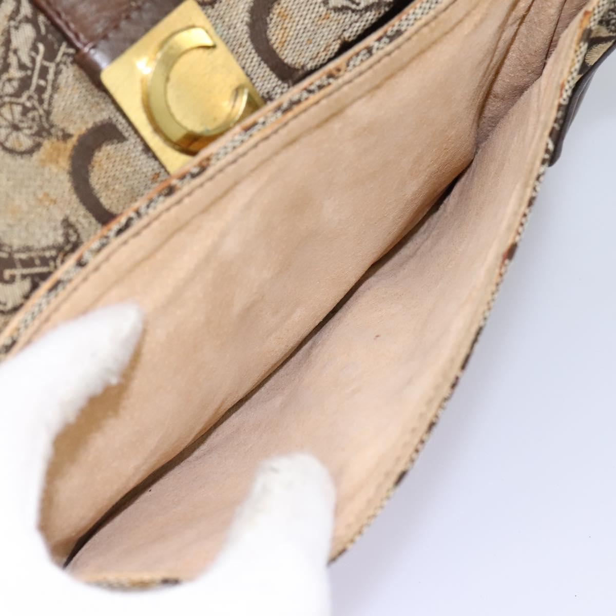 CELINE C Macadam Canvas Shoulder Bag Beige Brown Auth 113310