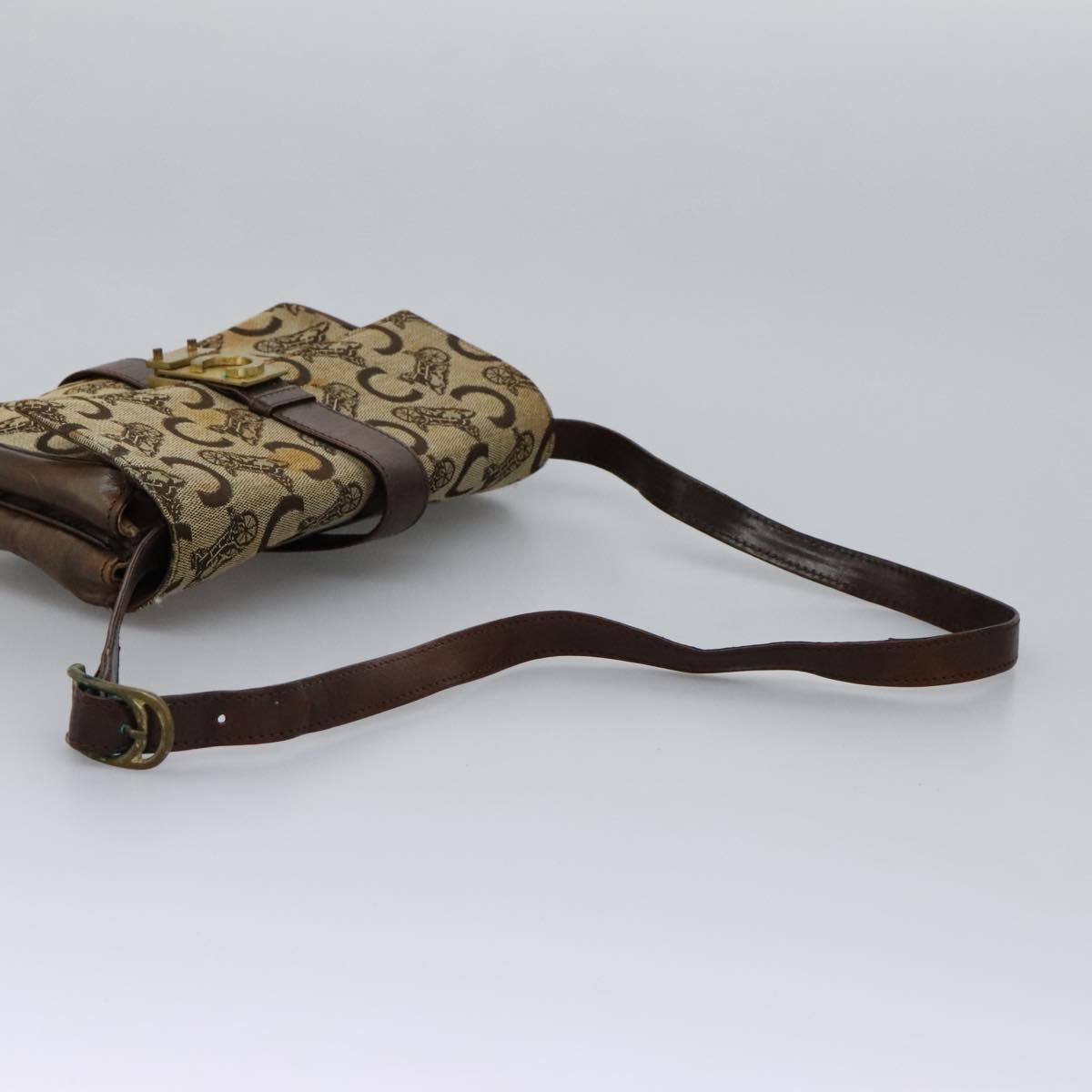 CELINE C Macadam Canvas Shoulder Bag Beige Brown Auth 113310