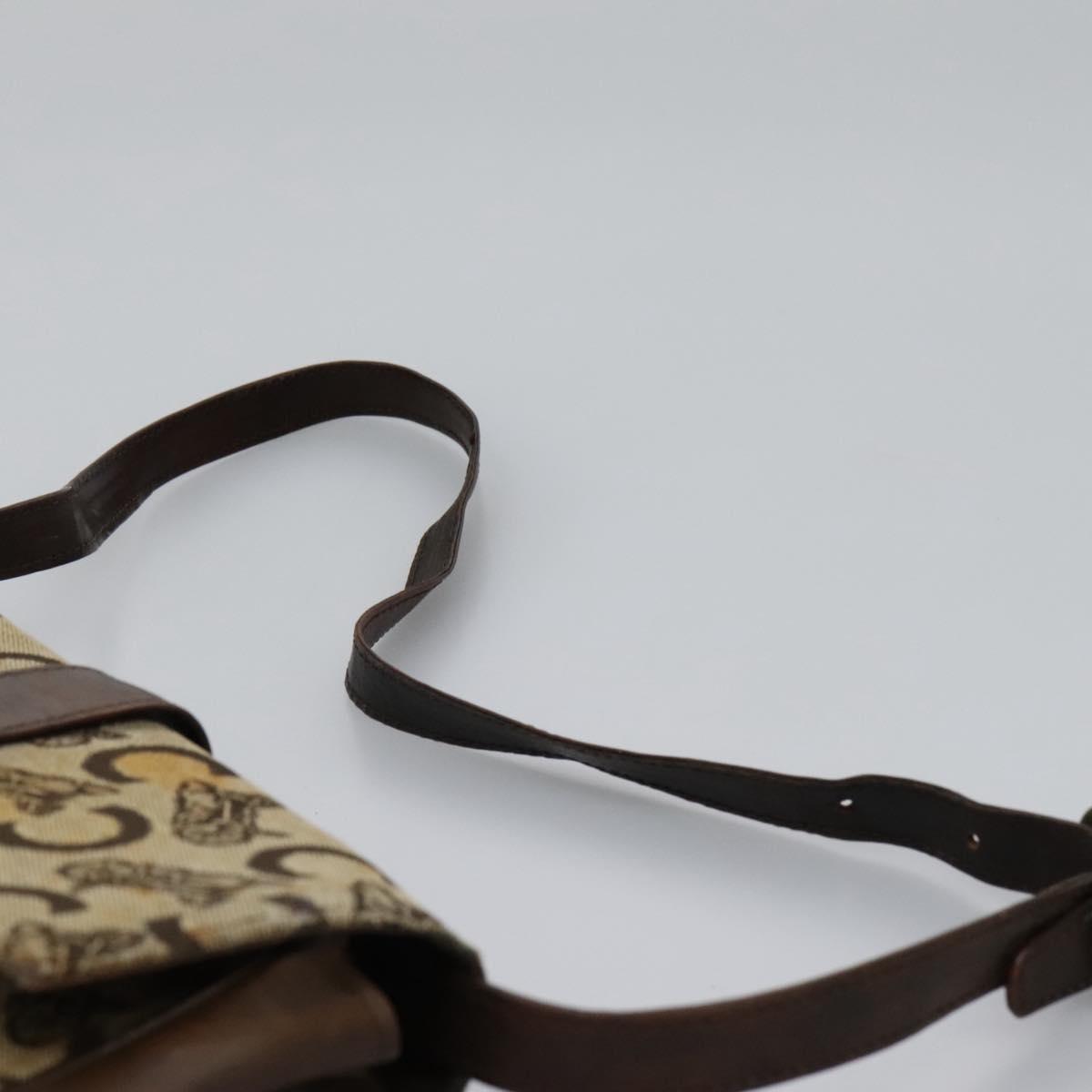 CELINE C Macadam Canvas Shoulder Bag Beige Brown Auth 113310