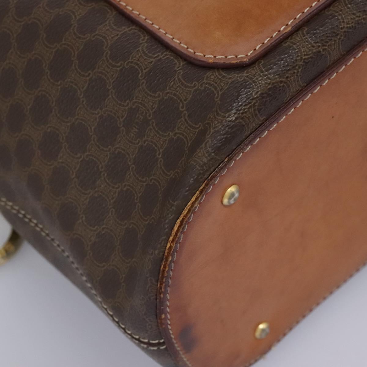 CELINE Macadam Canvas Shoulder Bag PVC Leather Brown Auth 113333