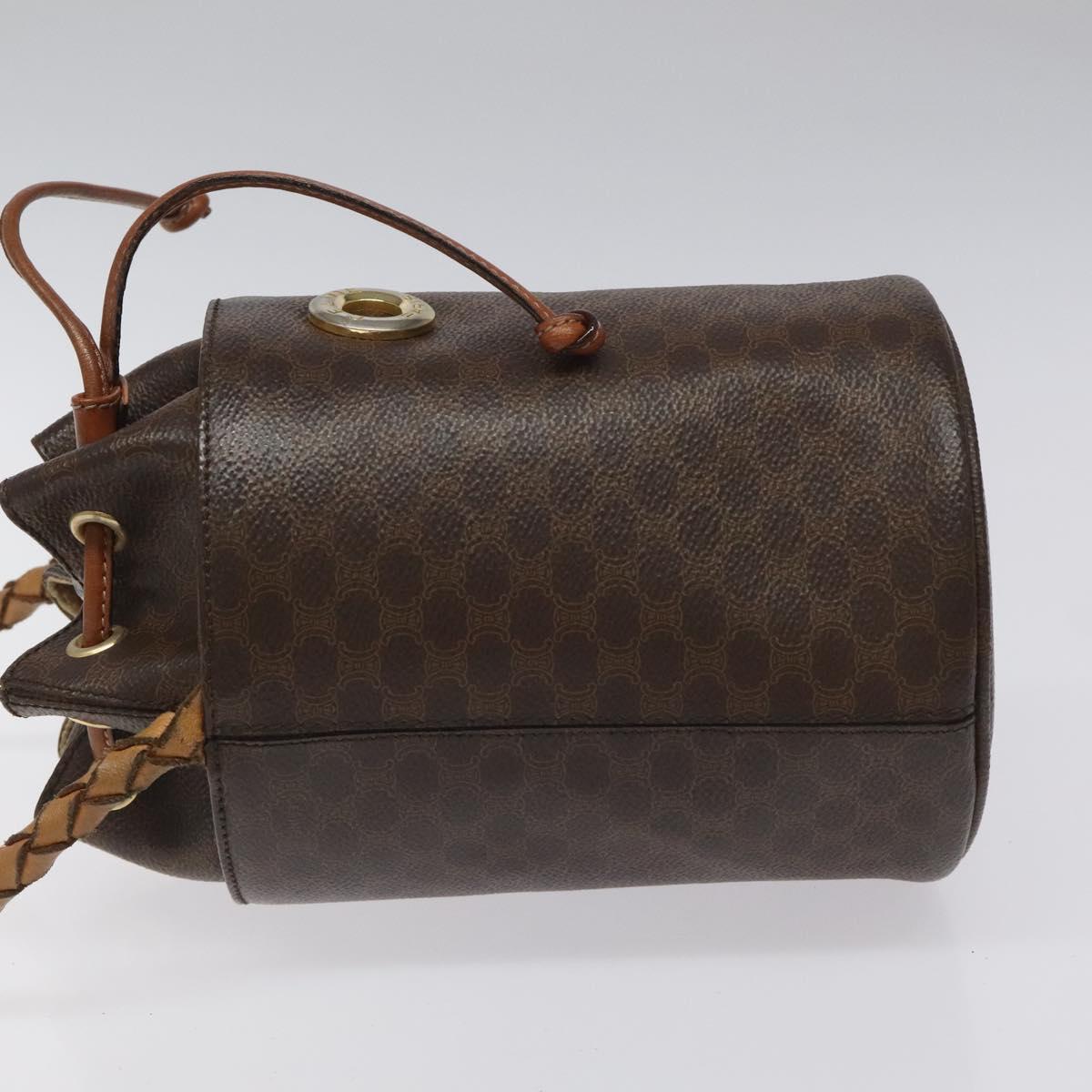 CELINE Macadam Canvas Shoulder Bag PVC Leather Brown Auth 113406