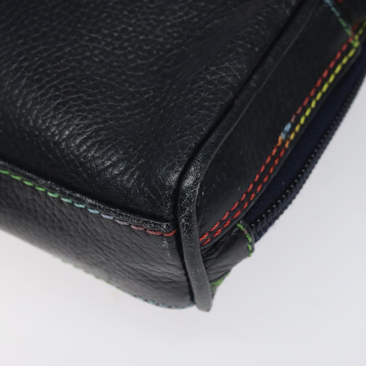 FENDI Shoulder Bag Leather Navy Auth 113423