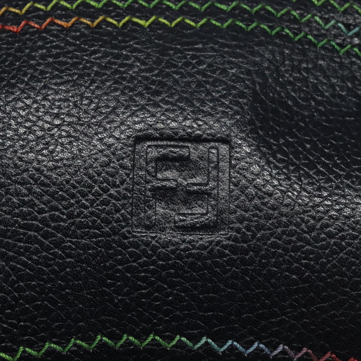 FENDI Shoulder Bag Leather Navy Auth 113423