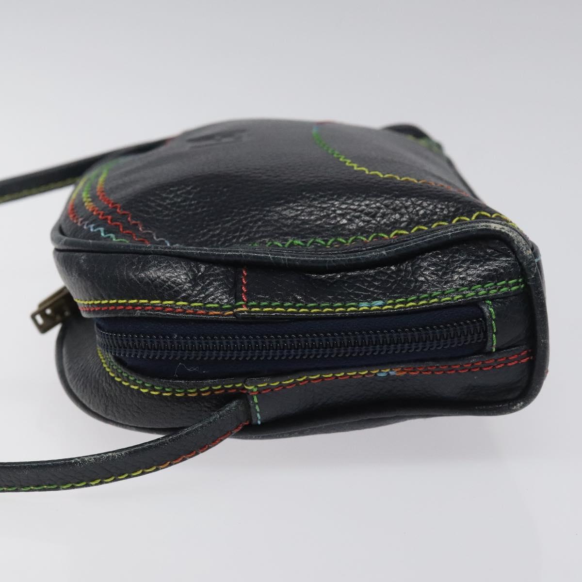 FENDI Shoulder Bag Leather Navy Auth 113423