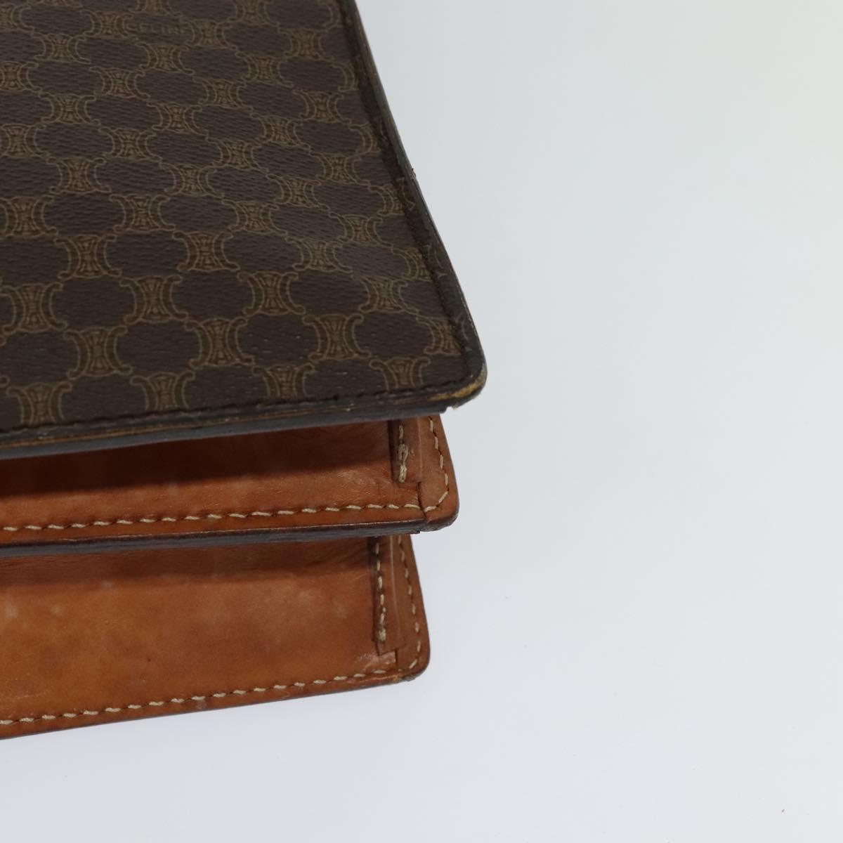 CELINE Macadam Canvas Business Bag PVC Leather Brown Gold Auth 113439