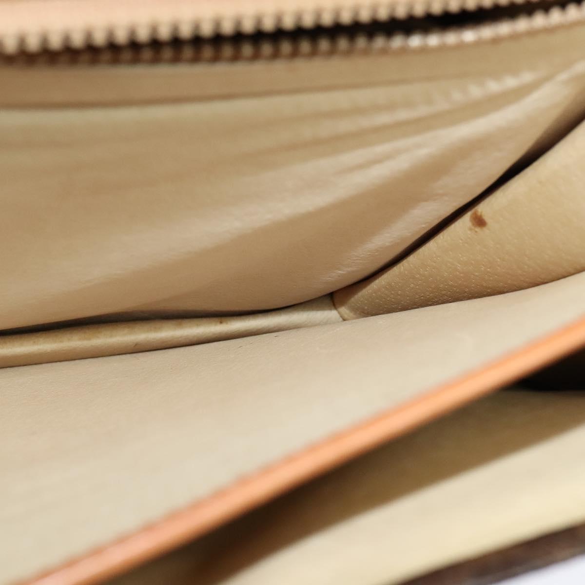 CELINE Macadam Canvas Business Bag PVC Leather Brown Gold Auth 113439