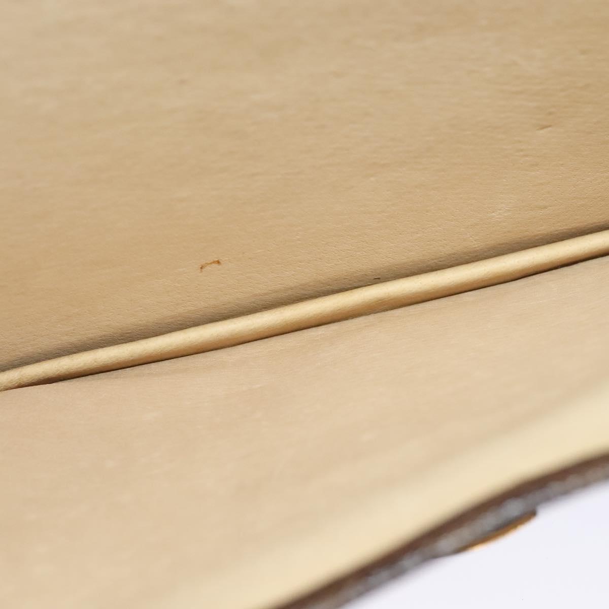 CELINE Macadam Canvas Business Bag PVC Leather Brown Gold Auth 113439