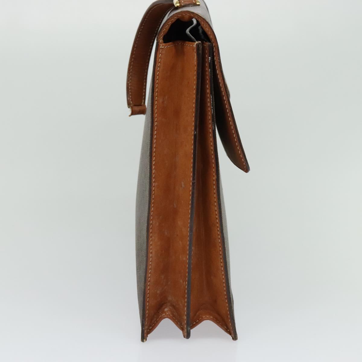 CELINE Macadam Canvas Business Bag PVC Leather Brown Gold Auth 113439