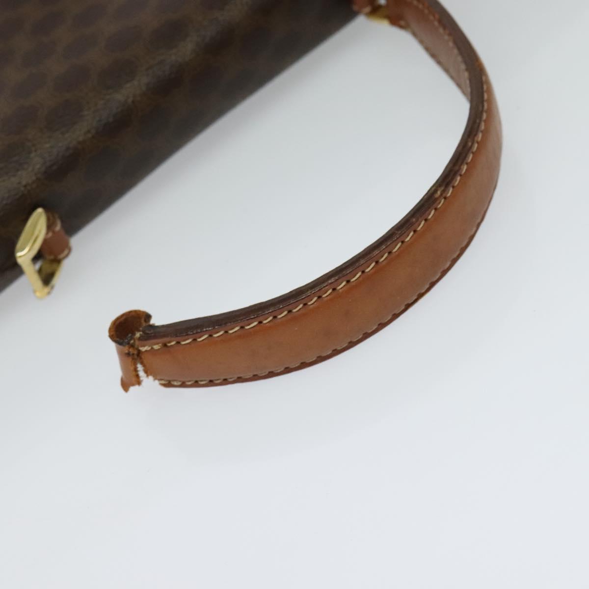 CELINE Macadam Canvas Business Bag PVC Leather Brown Gold Auth 113439