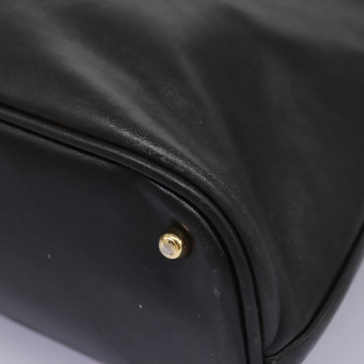 GUCCI Bamboo Hand Bag Leather 2way Black Gold 000 1186 0289 Auth 113468
