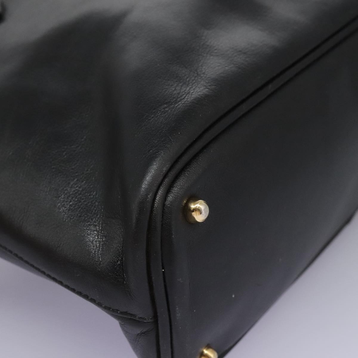 GUCCI Bamboo Hand Bag Leather 2way Black Gold 000 1186 0289 Auth 113468