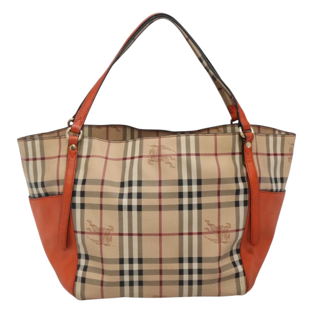 BURBERRY Nova Check Tote Bag PVC Beige Auth 113501