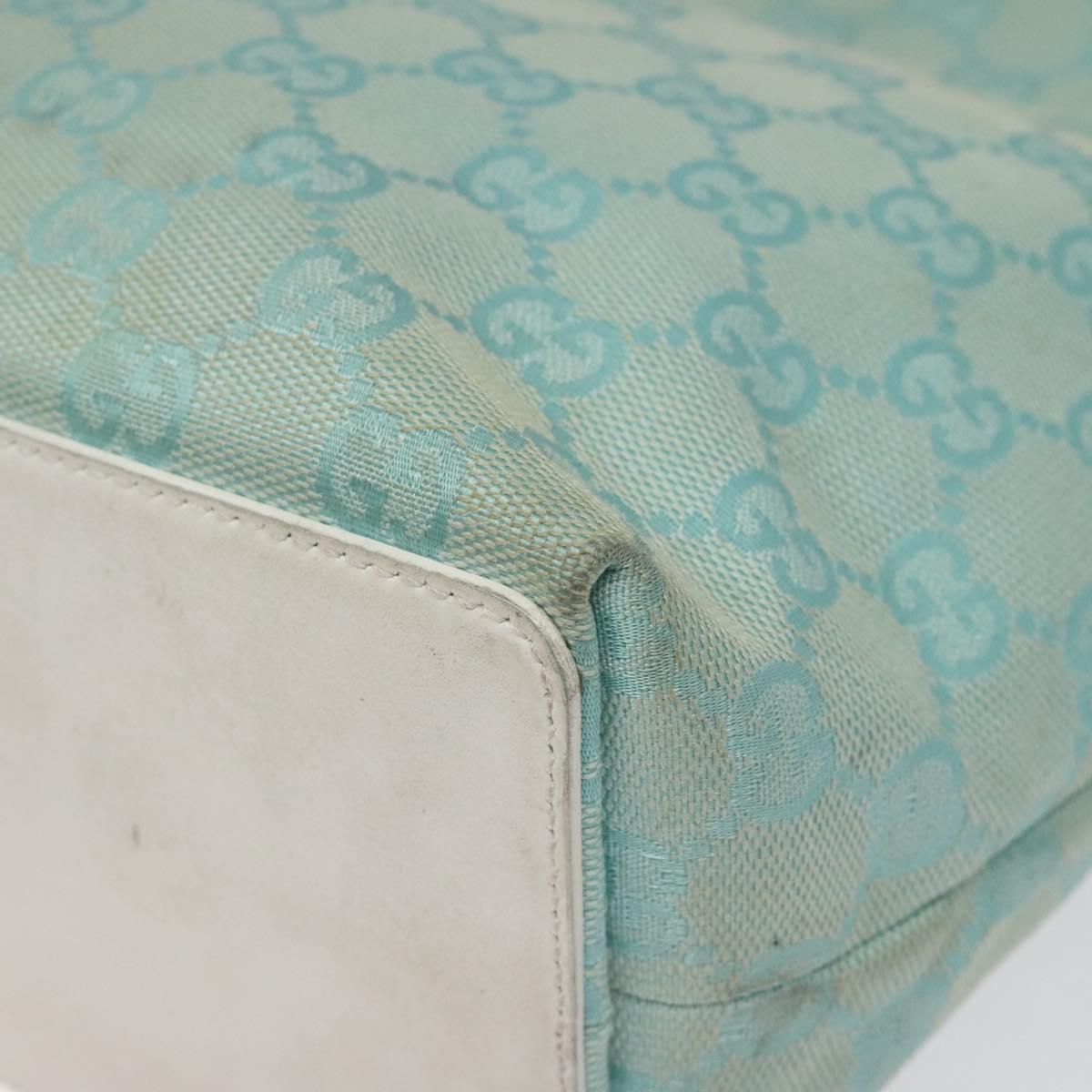 GUCCI GG Canvas Tote Bag Light Blue Gold 002 1099 Auth 113505