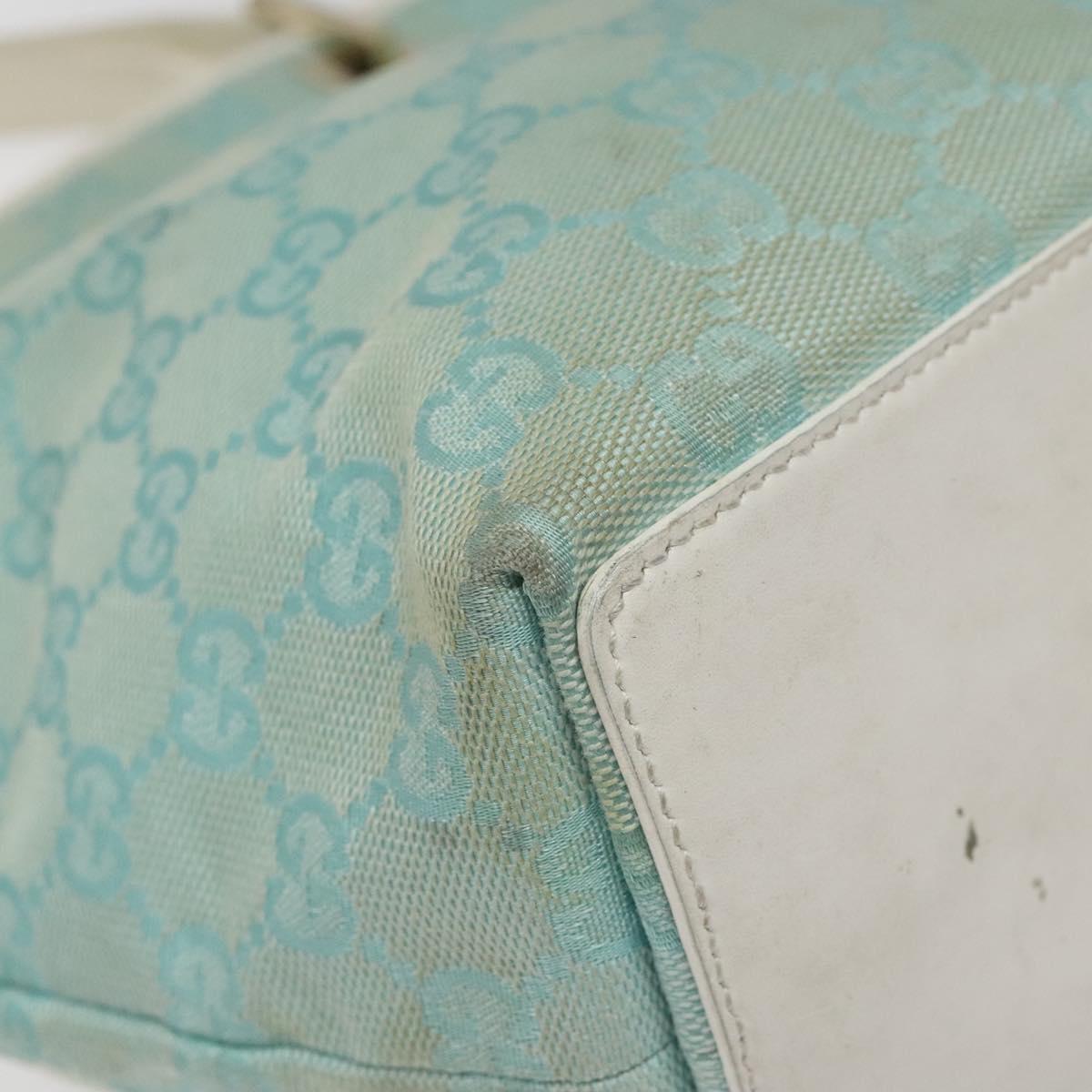 GUCCI GG Canvas Tote Bag Light Blue Gold 002 1099 Auth 113505
