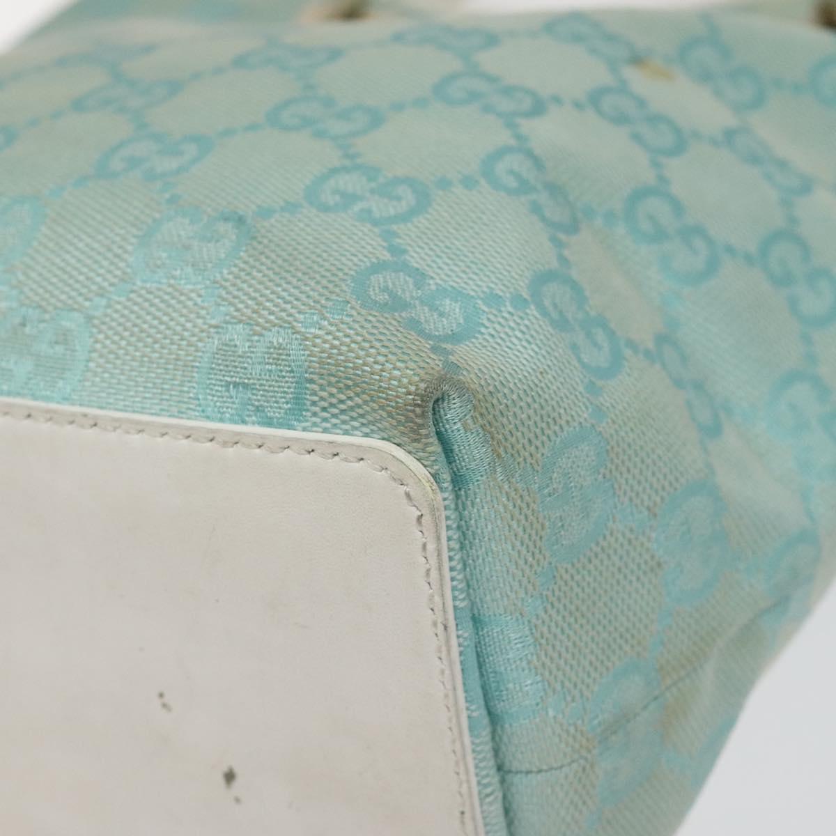 GUCCI GG Canvas Tote Bag Light Blue Gold 002 1099 Auth 113505