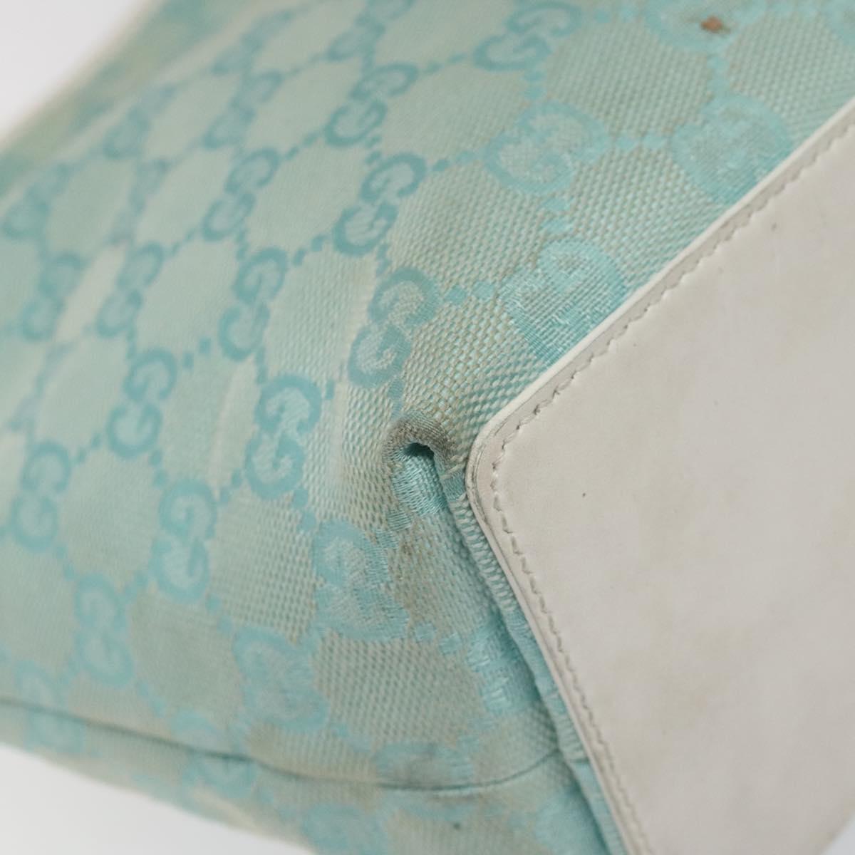 GUCCI GG Canvas Tote Bag Light Blue Gold 002 1099 Auth 113505