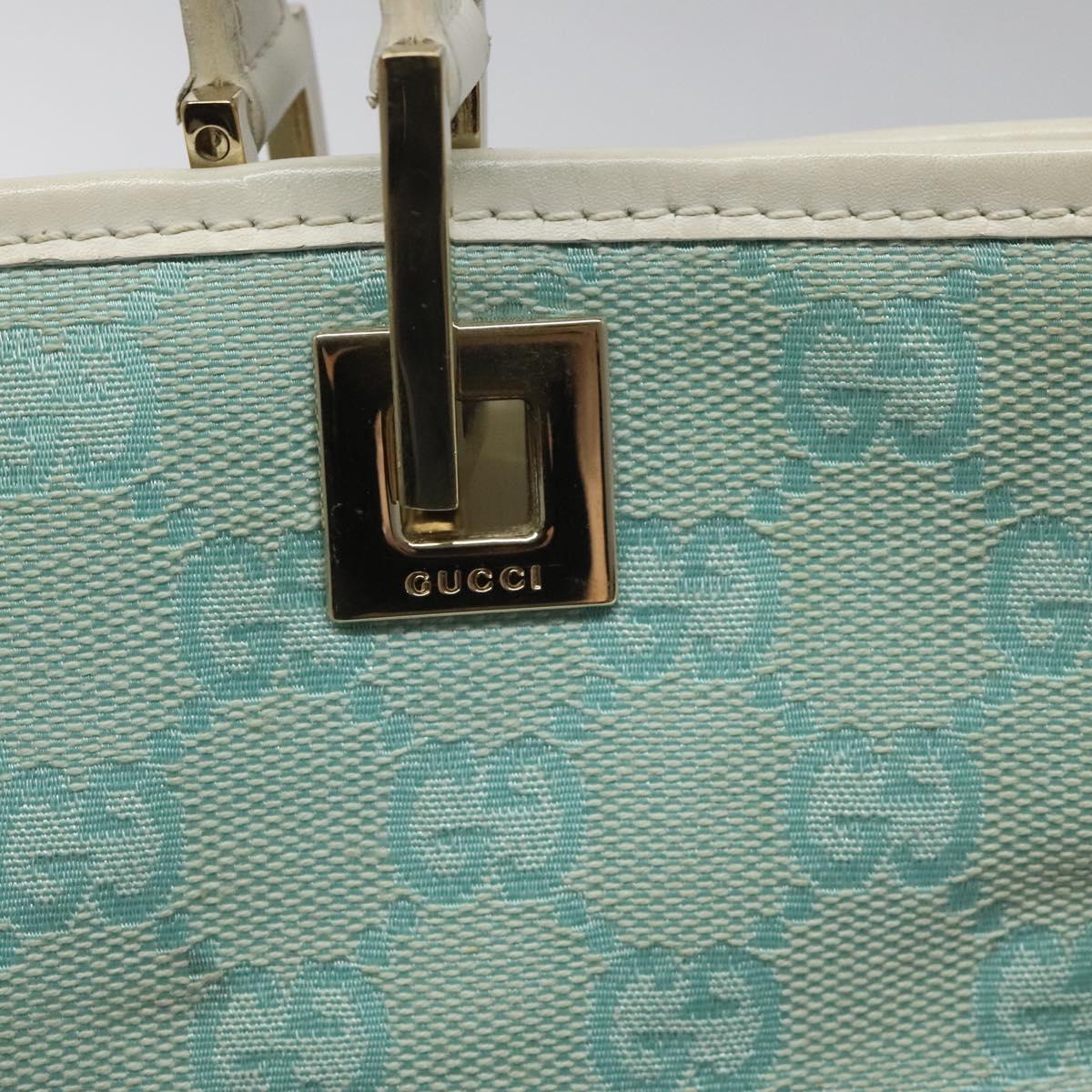GUCCI GG Canvas Tote Bag Light Blue Gold 002 1099 Auth 113505