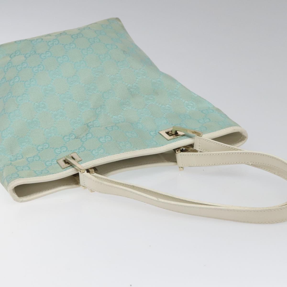 GUCCI GG Canvas Tote Bag Light Blue Gold 002 1099 Auth 113505