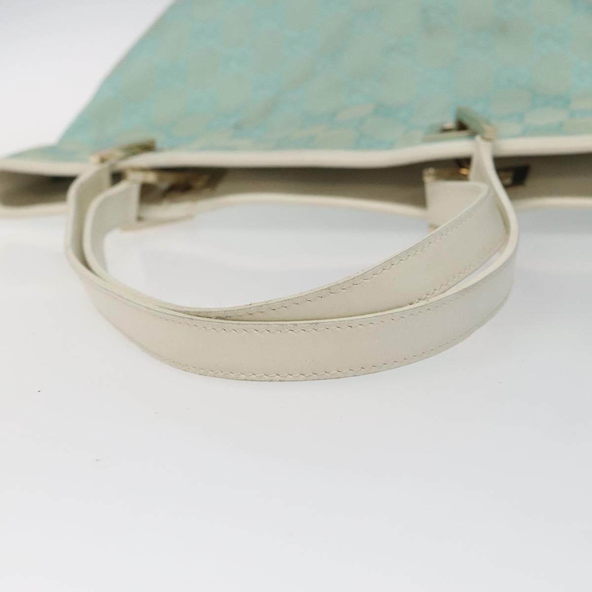 GUCCI GG Canvas Tote Bag Light Blue Gold 002 1099 Auth 113505