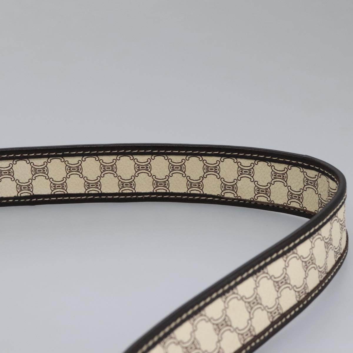 CELINE Macadam Canvas Shoulder Bag PVC Leather White Auth 113508