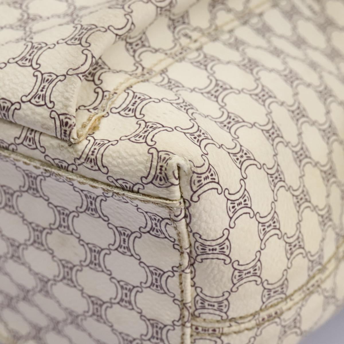 CELINE Macadam Canvas Shoulder Bag PVC Leather White Auth 113508