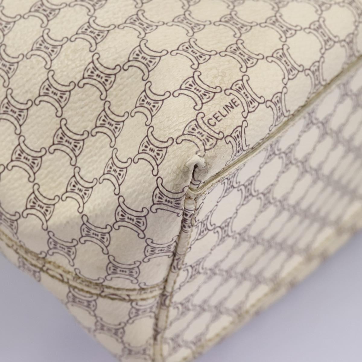 CELINE Macadam Canvas Shoulder Bag PVC Leather White Auth 113508