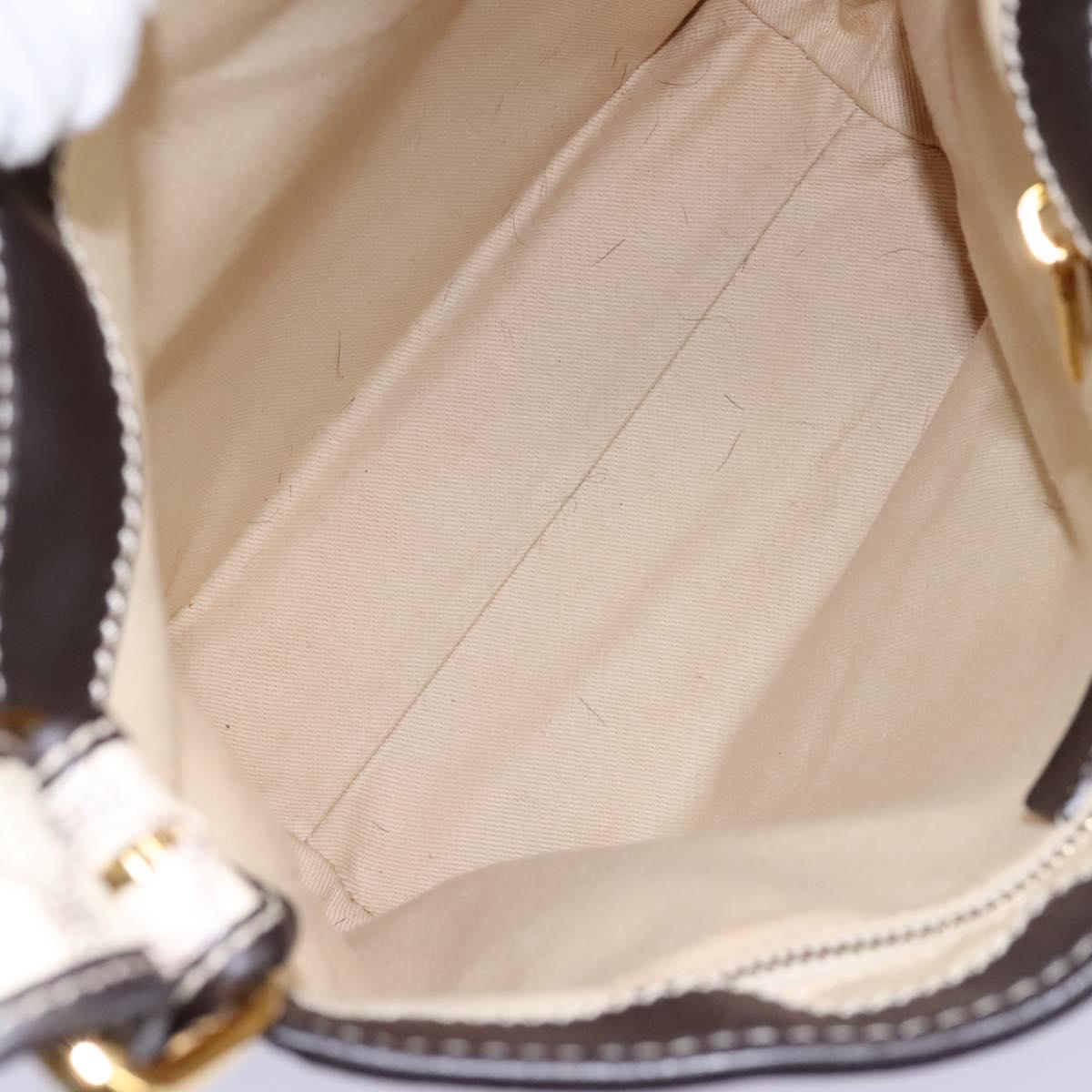 CELINE Macadam Canvas Shoulder Bag PVC Leather White Auth 113508