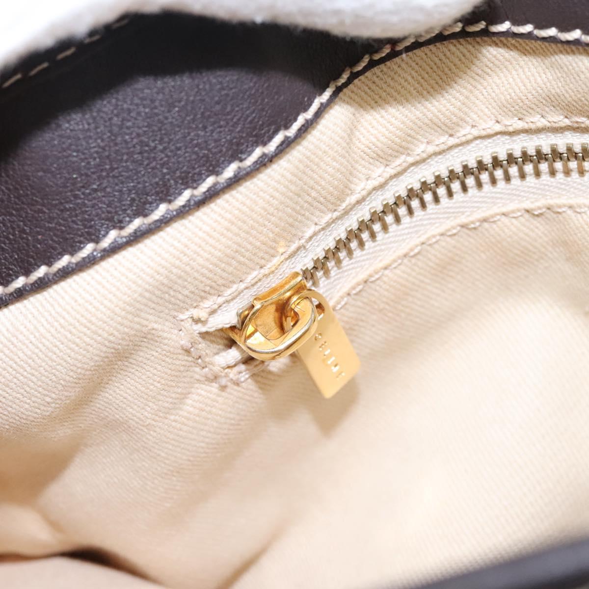 CELINE Macadam Canvas Shoulder Bag PVC Leather White Auth 113508