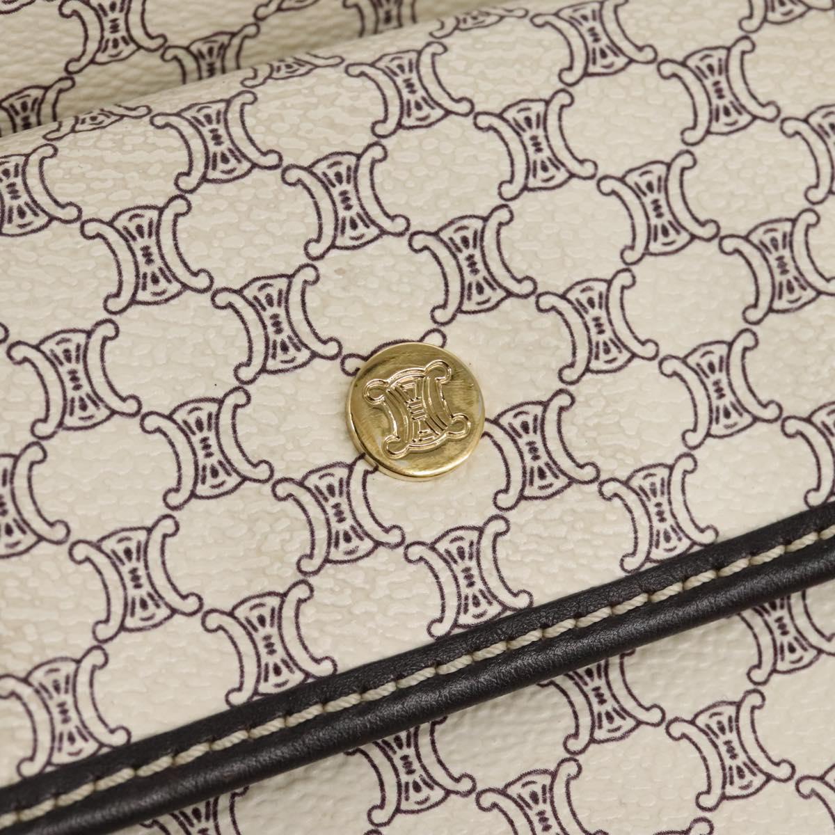 CELINE Macadam Canvas Shoulder Bag PVC Leather White Auth 113508