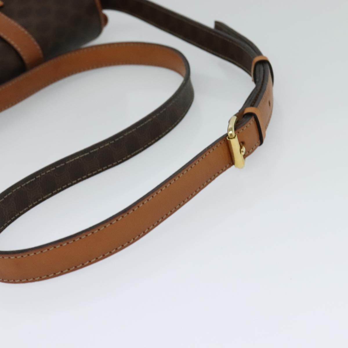 CELINE Macadam Canvas Shoulder Bag PVC Brown Gold Auth 113509
