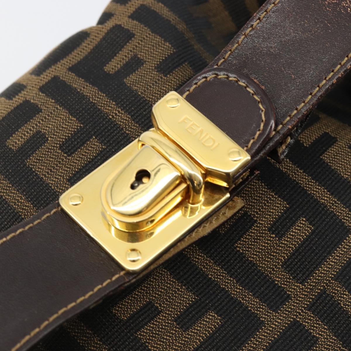 FENDI Zucca Canvas Hand Bag Brown Black Auth 113512