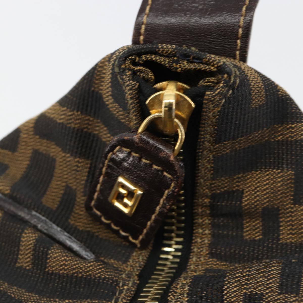 FENDI Zucca Canvas Hand Bag Brown Black Auth 113512