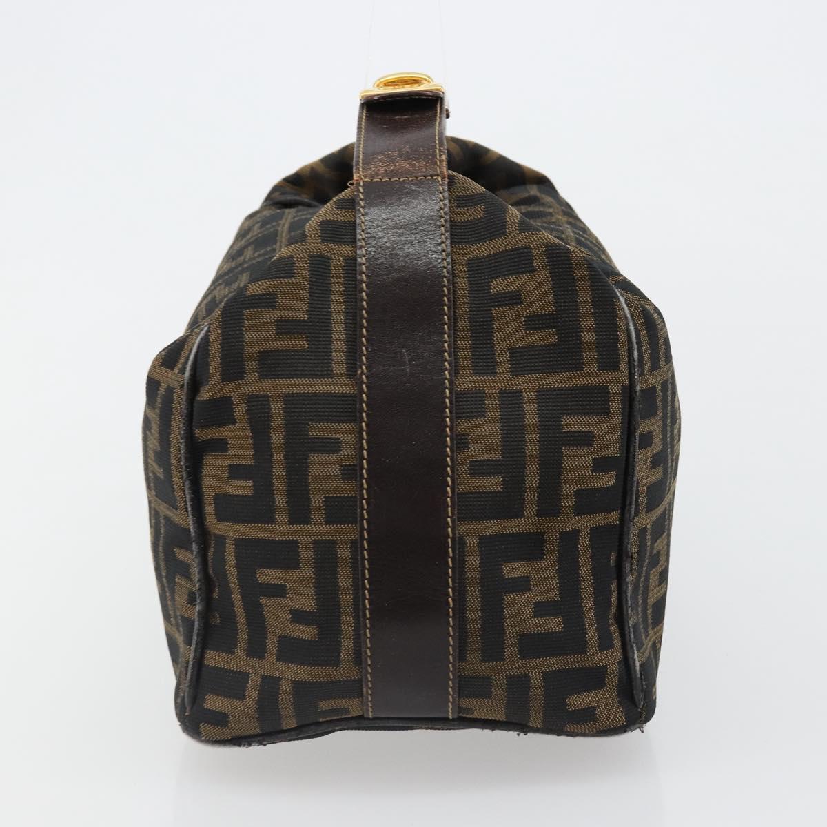 FENDI Zucca Canvas Hand Bag Brown Black Auth 113512