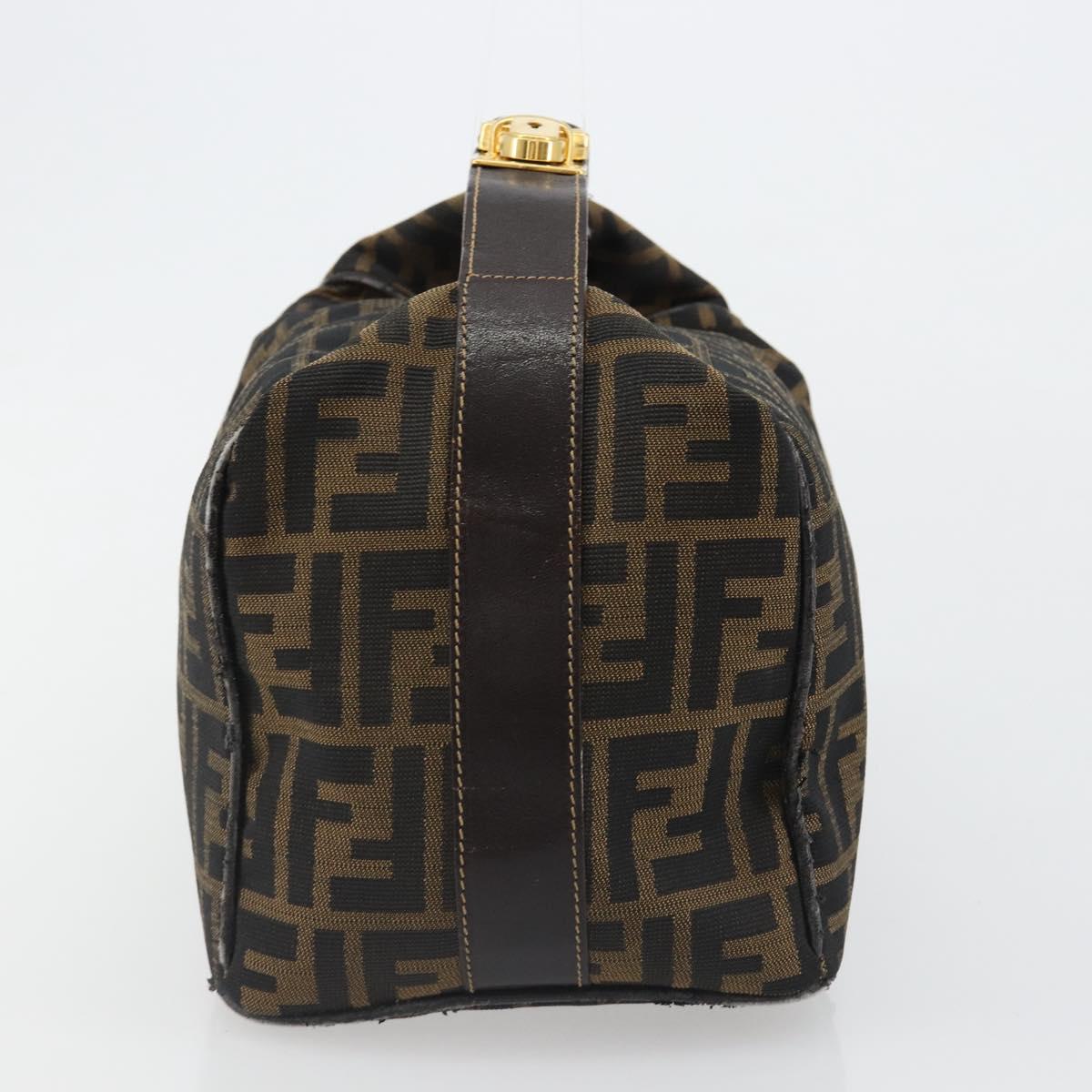 FENDI Zucca Canvas Hand Bag Brown Black Auth 113512