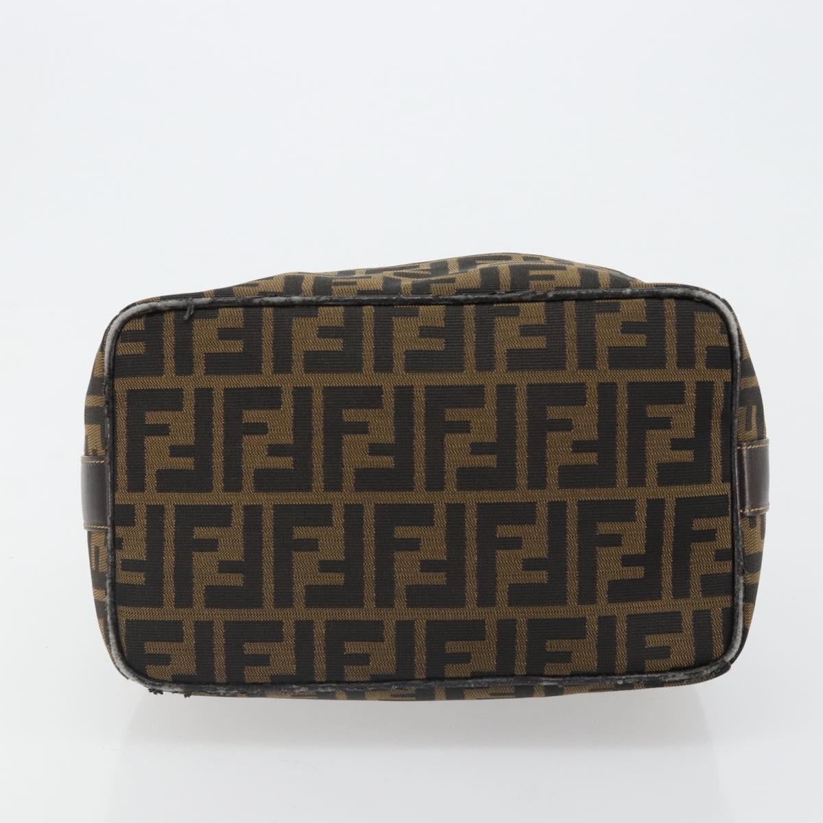 FENDI Zucca Canvas Hand Bag Brown Black Auth 113512