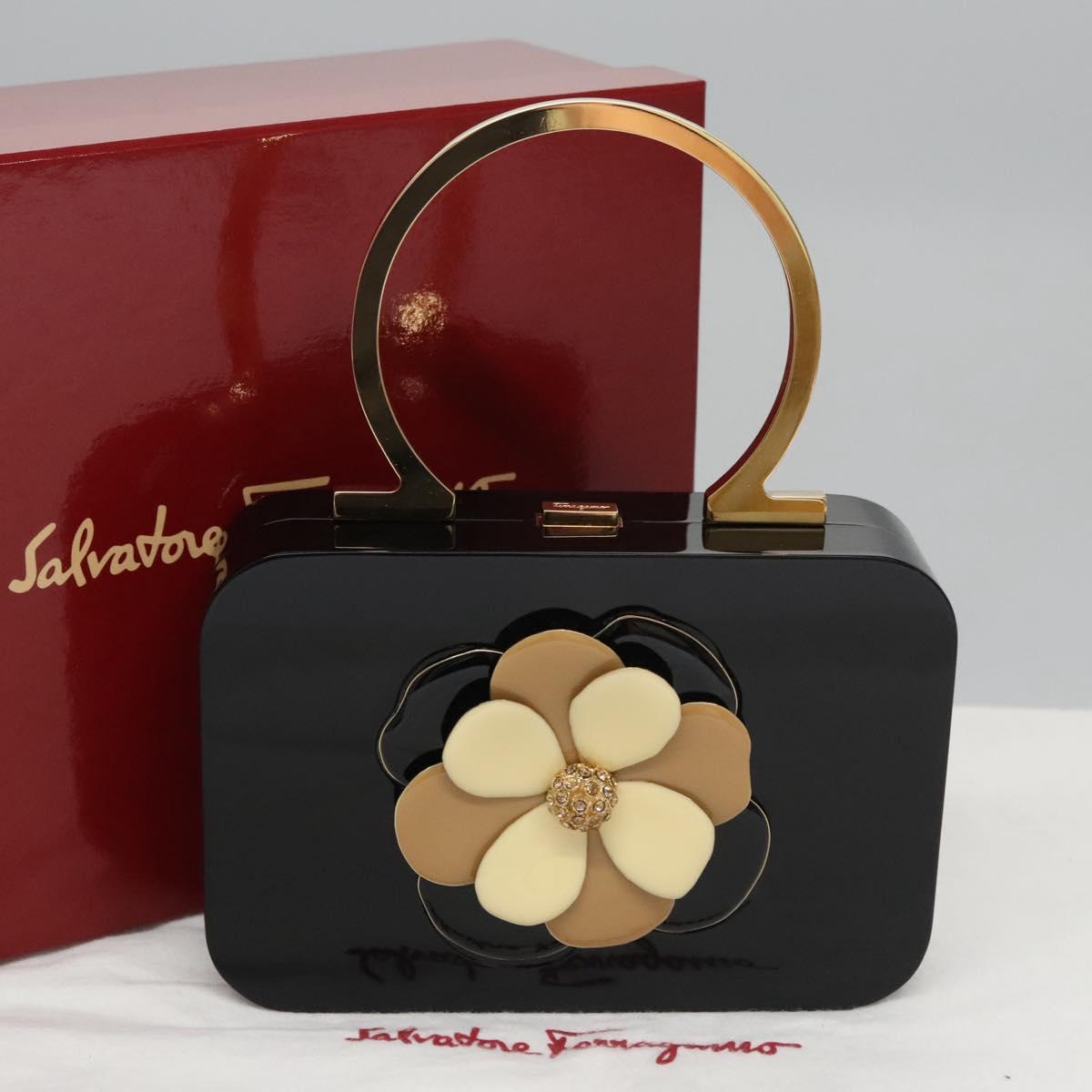 Salvatore Ferragamo Hand Bag plastic Black Auth 113518S