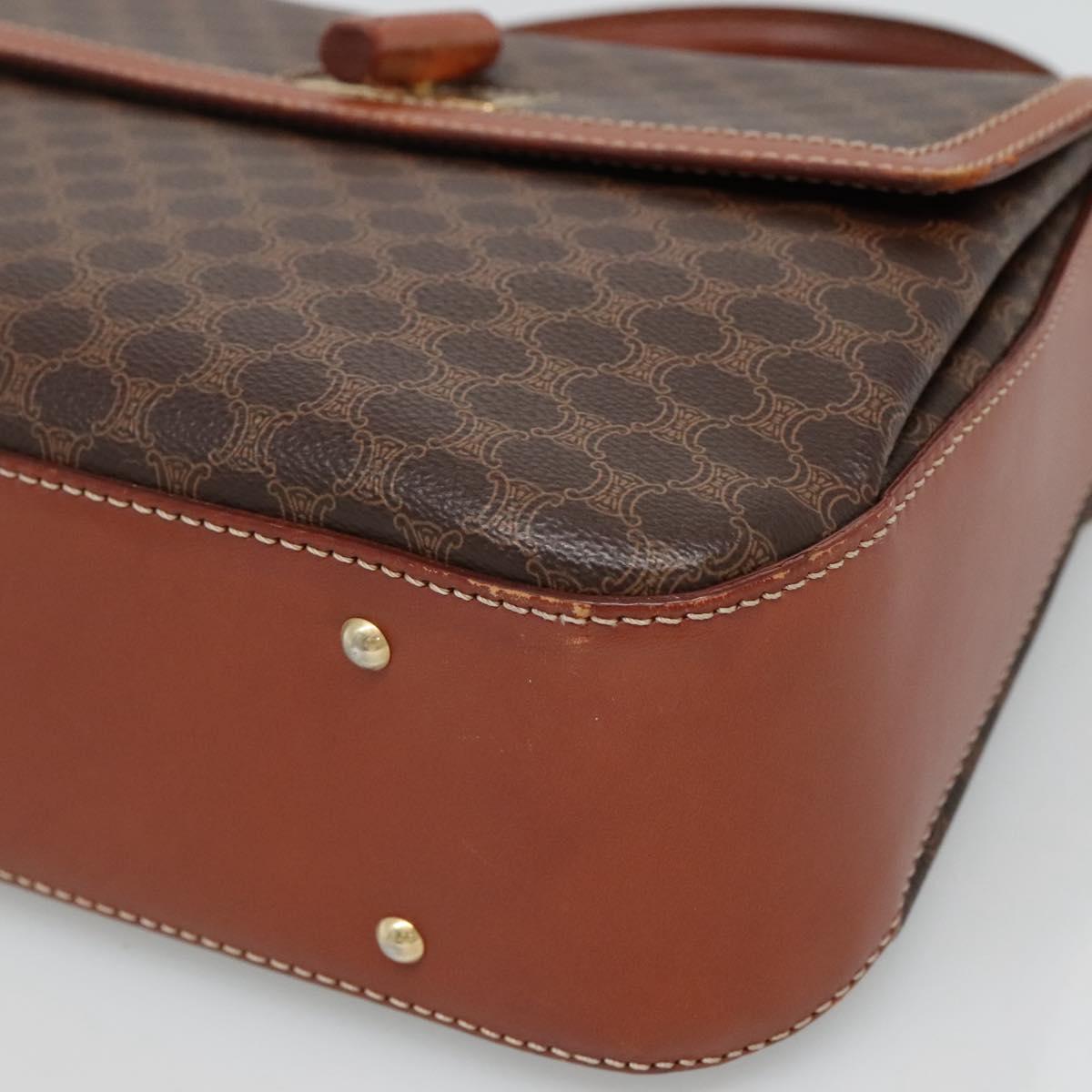 CELINE Macadam Canvas Hand Bag PVC Leather 2way Brown Auth 113560