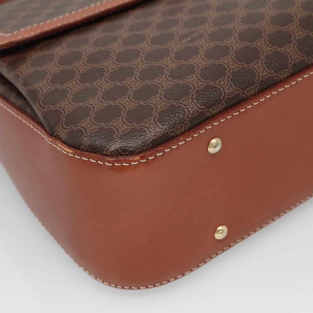 CELINE Macadam Canvas Hand Bag PVC Leather 2way Brown Auth 113560