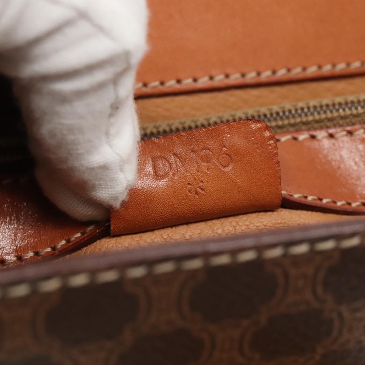 CELINE Macadam Canvas Hand Bag PVC Leather 2way Brown Auth 113560