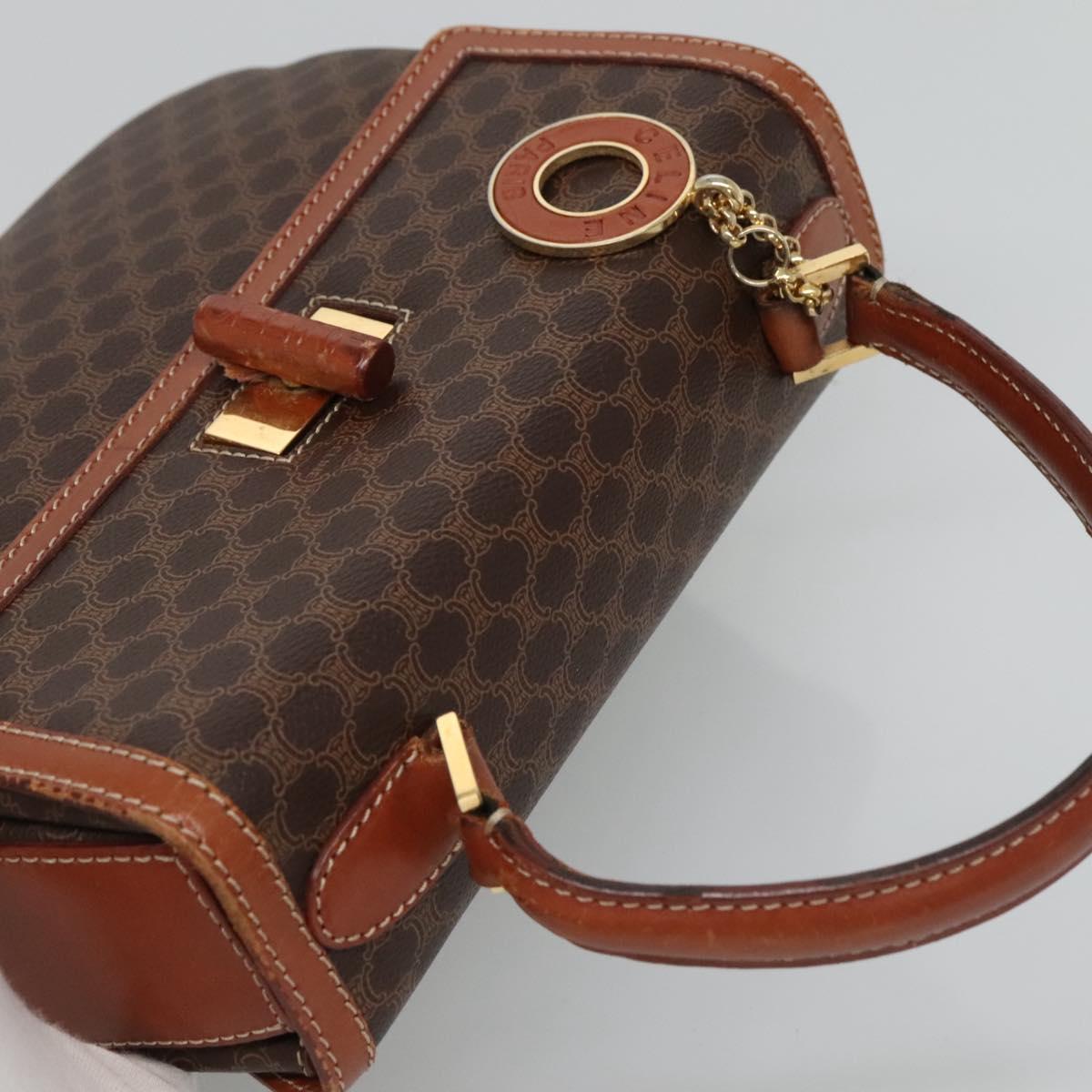 CELINE Macadam Canvas Hand Bag PVC Leather 2way Brown Auth 113560