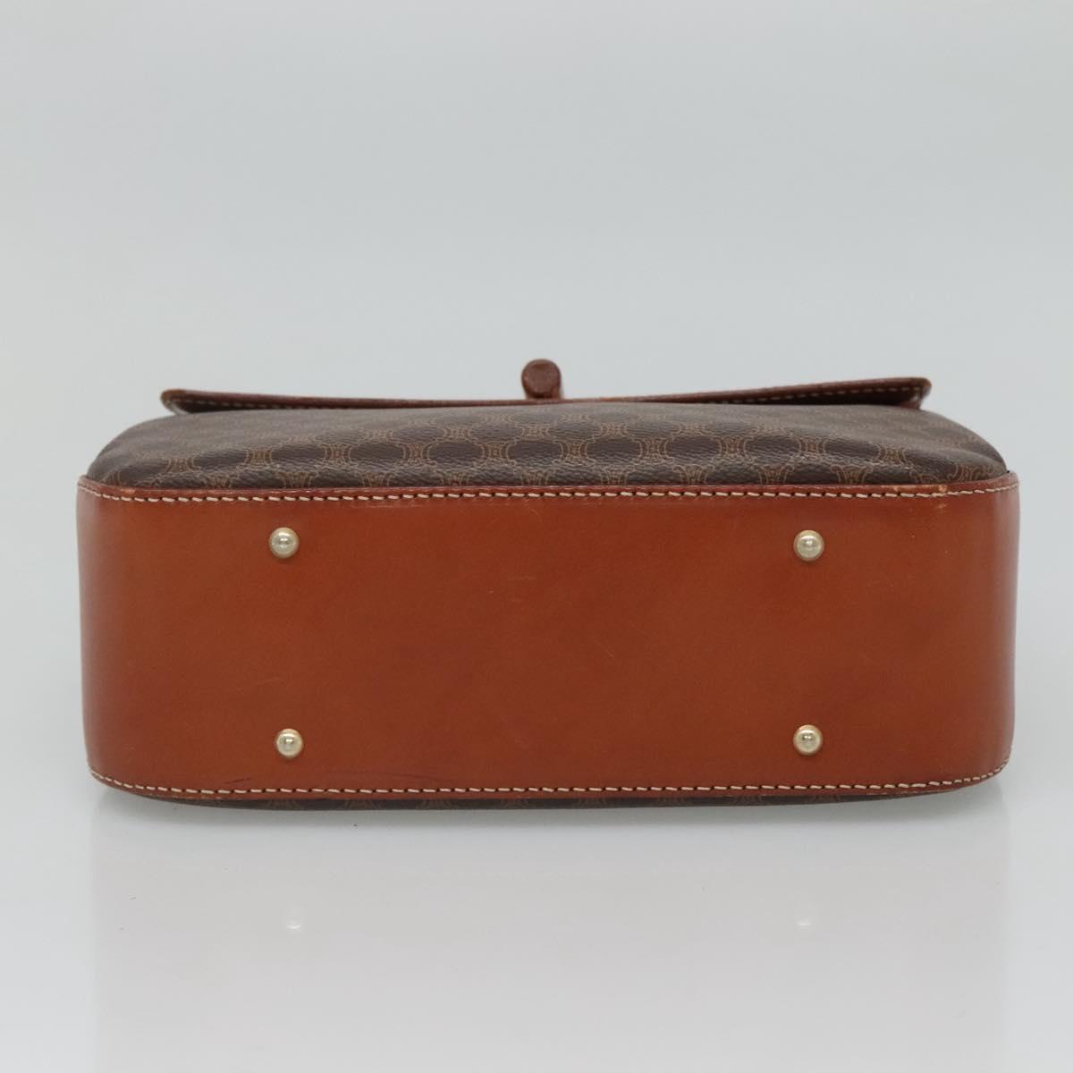 CELINE Macadam Canvas Hand Bag PVC Leather 2way Brown Auth 113560