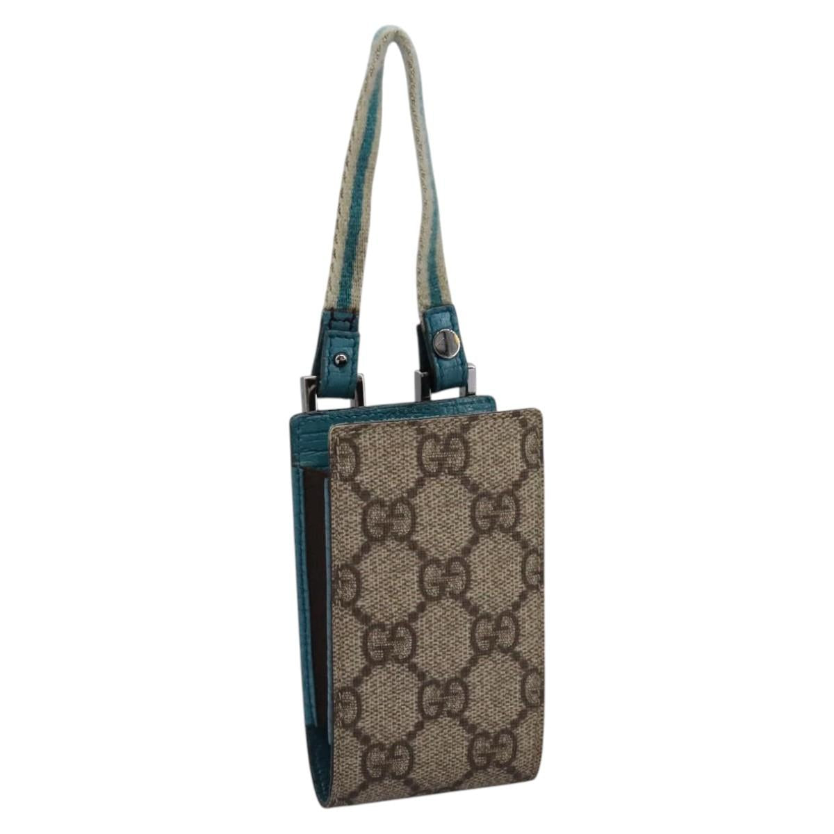 GUCCI GG Supreme Pouch PVC Leather Beige 125848 Auth 113564